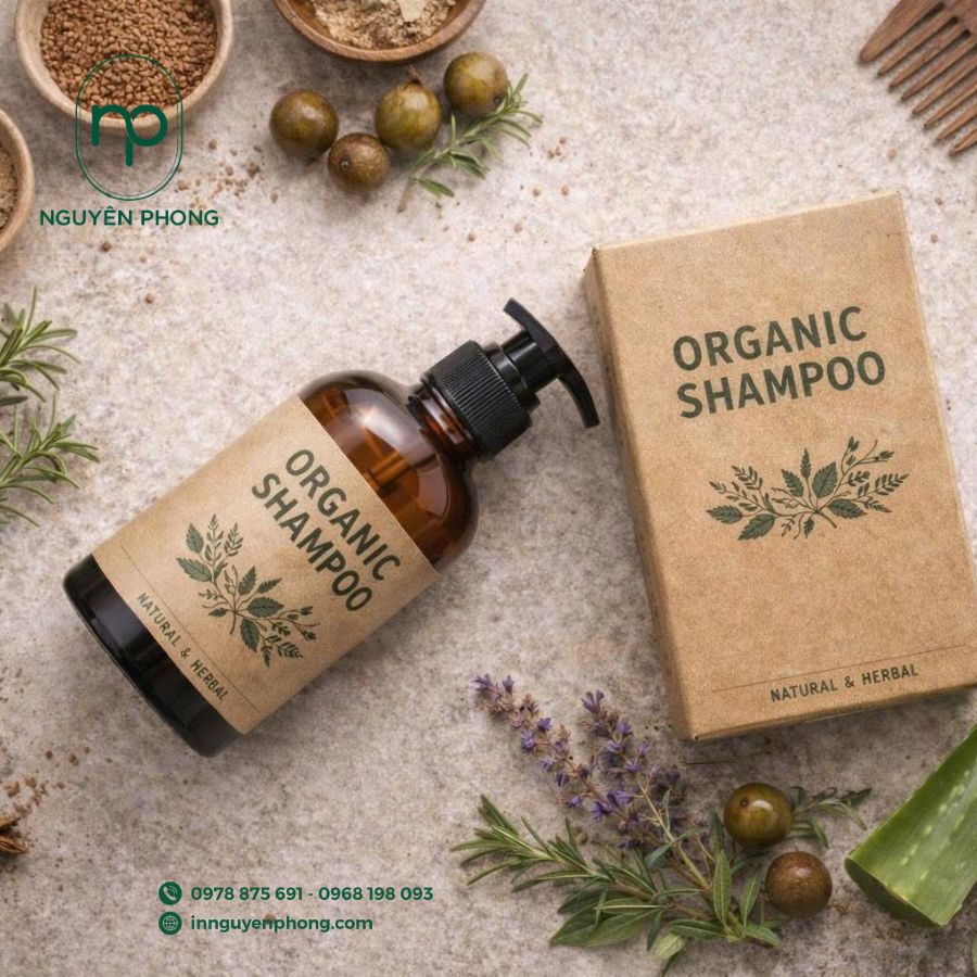 In hộp giấy đựng dầu gội